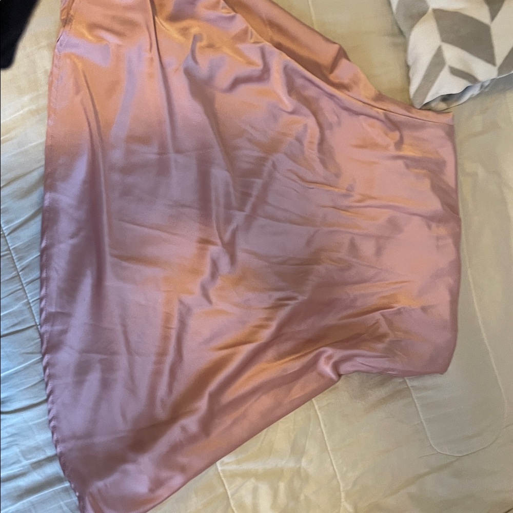 Satin Pink Bias-Cut Midi Skirt - Picture 2 of 5